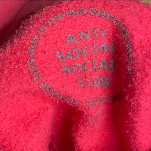 Anti Social Social Club Flamingo Hot Pink Cotton Hoodie Sweatshirt Size S - Picture 10 of 10
